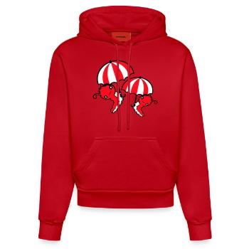 2 Fliegende Raupen Regenschirm Team Freunde Urlaub - Organic Fitted Hoodie Made in EU - Rot - Vorne