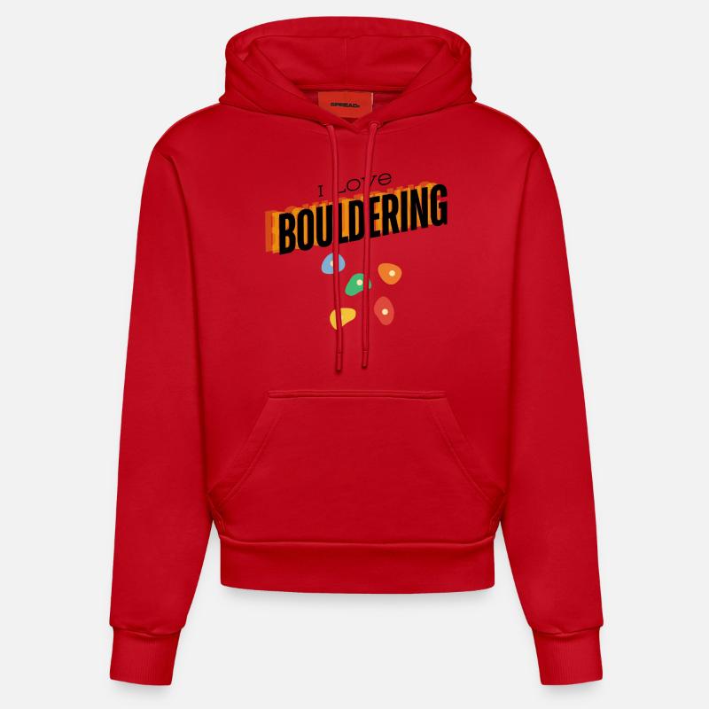J’adore le bloc - Sweat à capuche bio ajusté fabriqué en UE - rouge