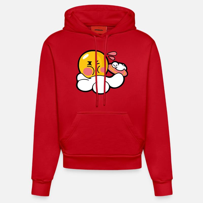 Smiley Discus - Sweat à capuche bio ajusté fabriqué en UE - rouge