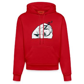 ours dessin zzz dort dormir hiberne 2703 - Sweat à capuche bio ajusté fabriqué en UE - rouge - Devant
