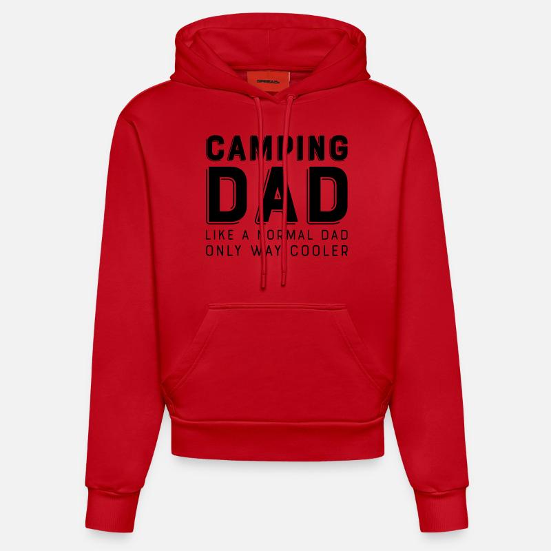 camping papa - Sweat à capuche bio ajusté fabriqué en UE - rouge