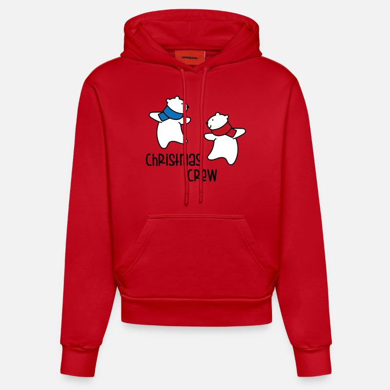 L’équipe à Noël - Sweat à capuche bio ajusté fabriqué en UE - rouge