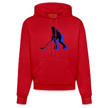 Ice Hockey Spielerin Symbol - Organic Fitted Hoodie Made in EU - Rot - Vorne