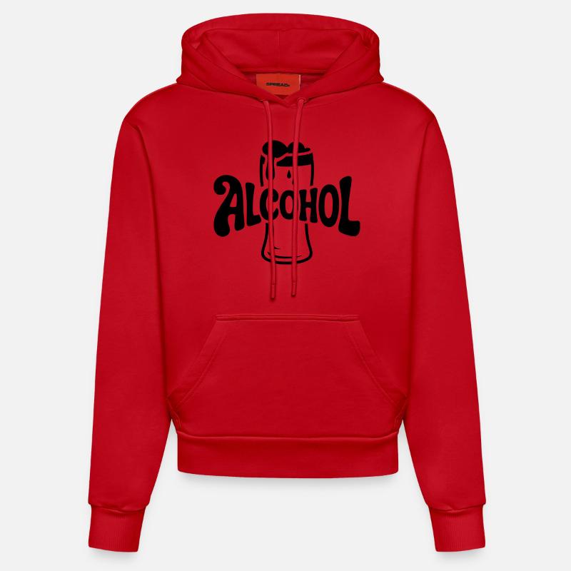 Alcool - Cool Drinking Logo - Sweat à capuche bio ajusté fabriqué en UE - rouge