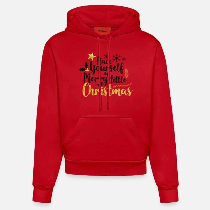 PASSEZ UN JOYEUX PETIT NOËL - Sweat à capuche bio ajusté fabriqué en UE - rouge