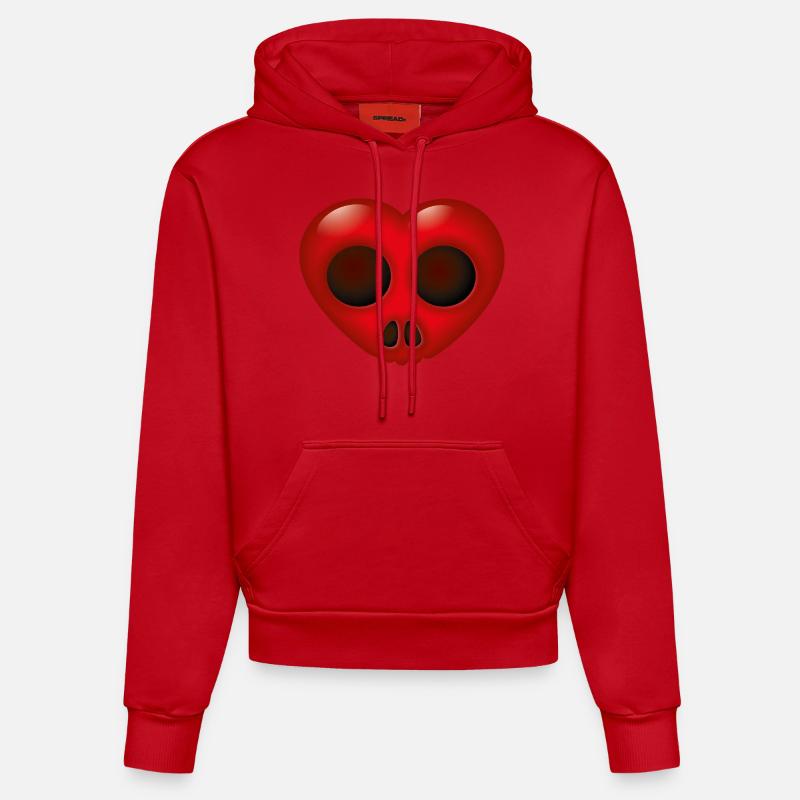 Smiley Heart Skill - Sweat à capuche bio ajusté fabriqué en UE - rouge