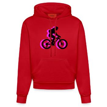 Mountainbike Fahrrad Frau Symbol - Organic Fitted Hoodie Made in EU - Rot - Vorne