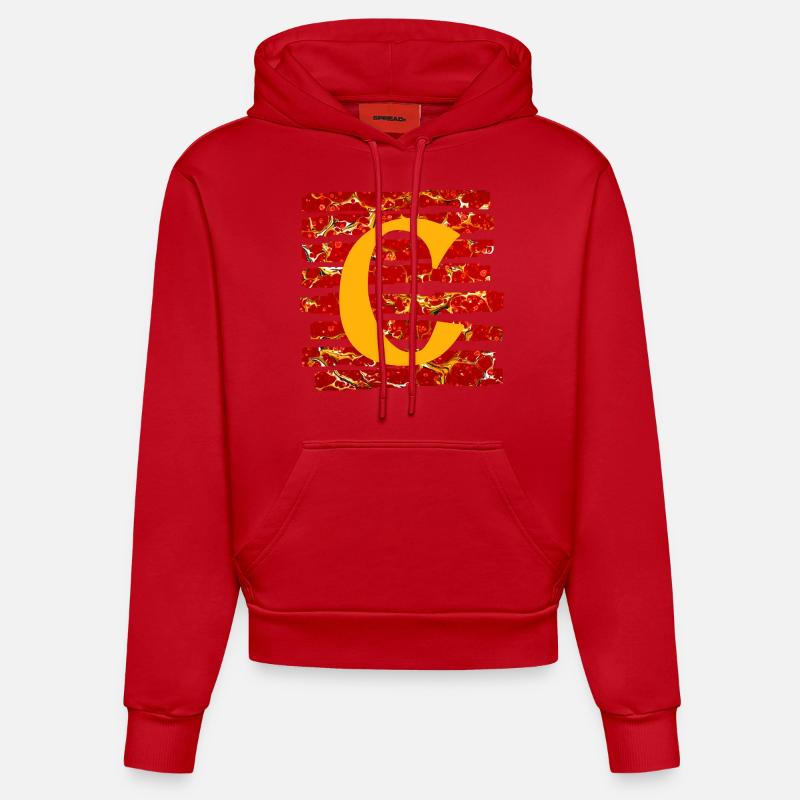bande e 232 c - Sweat à capuche bio ajusté fabriqué en UE - rouge