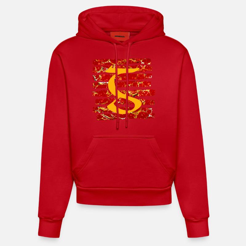 Bandes E 232 g - Sweat à capuche bio ajusté fabriqué en UE - rouge