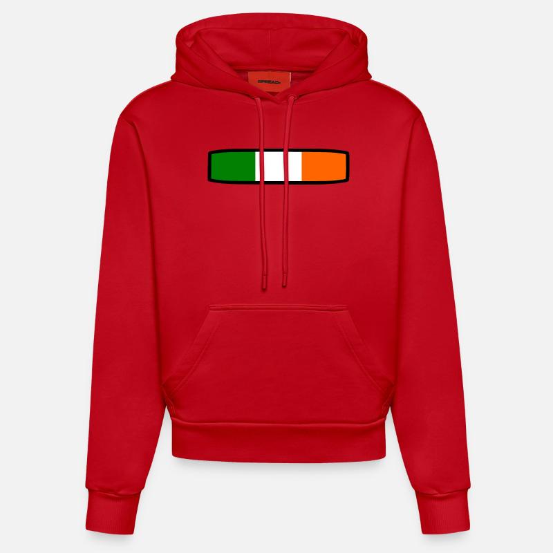 Drapeau de l'Irlande - Sweat à capuche bio ajusté fabriqué en UE - rouge