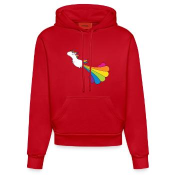 Pupsendes Einhorn - Organic Fitted Hoodie Made in EU - Rot - Vorne