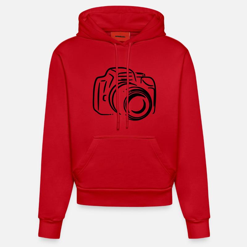 Reflex photo - Sweat à capuche bio ajusté fabriqué en UE - rouge