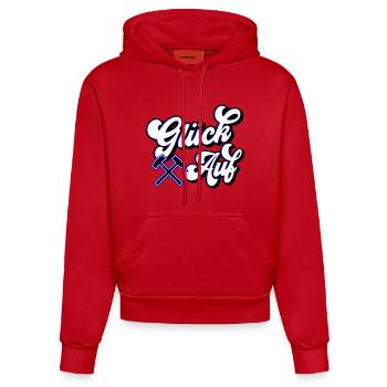 Glück auf Hammer und Schägel | Farben änderbar - Organic Fitted Hoodie Made in EU - Rot - Vorne