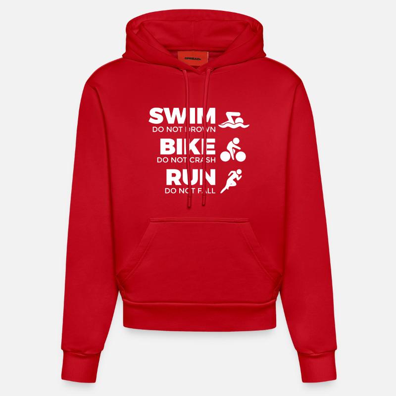 Motivation pour les triathlètes - Sweat à capuche bio ajusté fabriqué en UE - rouge