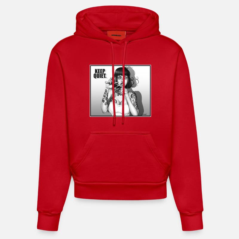 KEEP_QUIET - Sweat à capuche bio ajusté fabriqué en UE - rouge