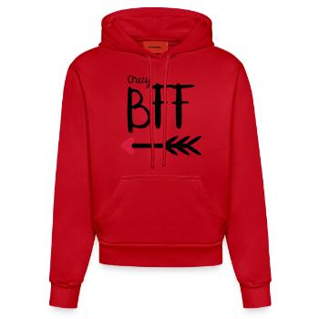 BFF Crazy Pfeil rotes Herz Partnerlook Partner T.1 - Organic Fitted Hoodie Made in EU - Rot - Vorne
