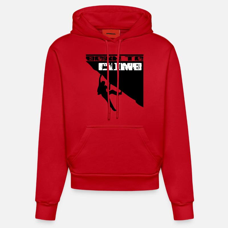 Escalade née pour grimper - Sweat à capuche bio ajusté fabriqué en UE - rouge
