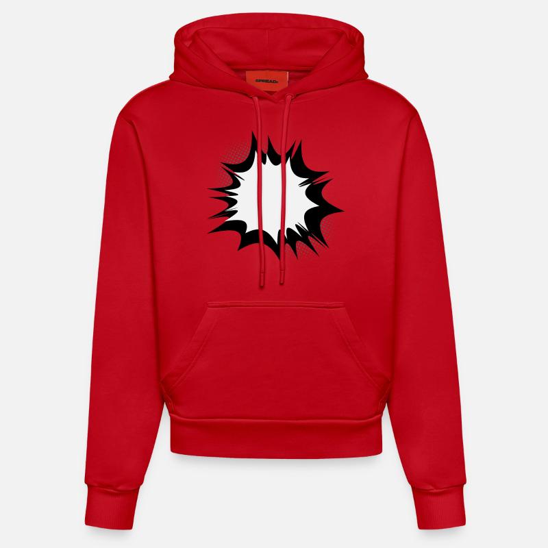 Speech comic bulle explosion - Sweat à capuche bio ajusté fabriqué en UE - rouge