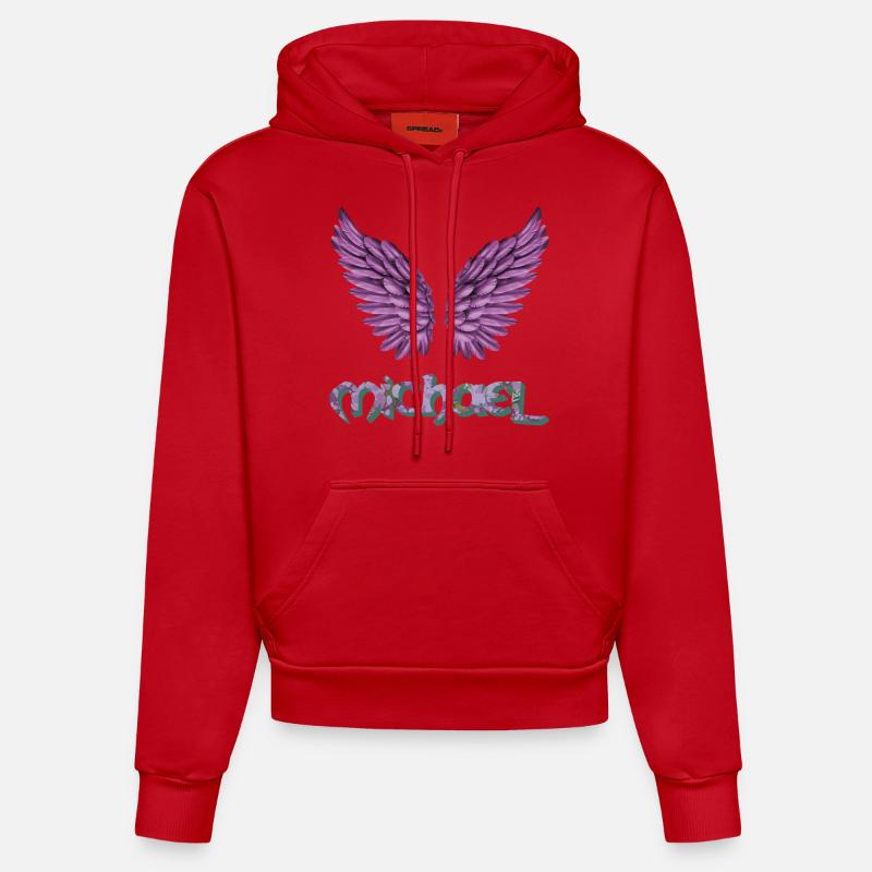 archange michael e 230 - Sweat à capuche bio ajusté fabriqué en UE - rouge