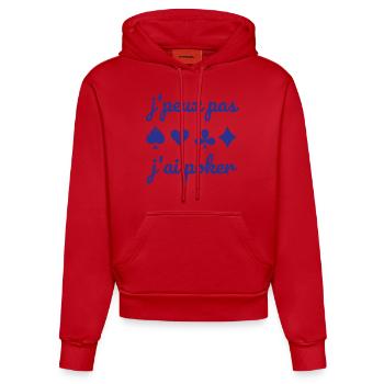 Ich kann nicht, ich habe Poker. - Organic Fitted Hoodie Made in EU - Rot - Vorne