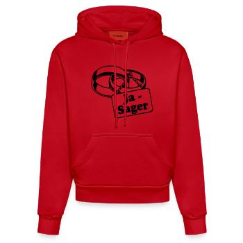 Junggesellenabschied, JGA Bräutigam - Ja Sager(25) - Organic Fitted Hoodie Made in EU - Rot - Vorne