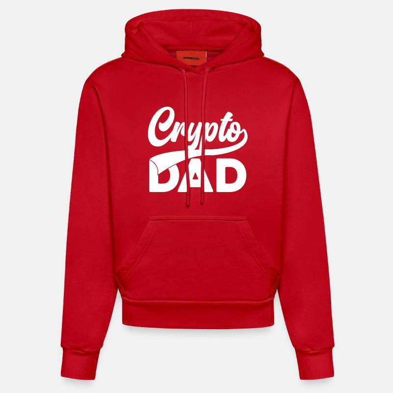 Crypto Dad Script Logo - Sweat à capuche bio ajusté fabriqué en UE - rouge