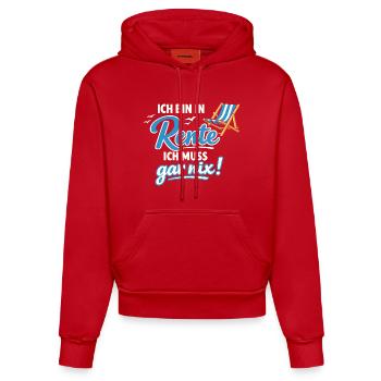 Rente Ich Muss Gar Nix Geschenk Männer - Organic Fitted Hoodie Made in EU - Rot - Vorne