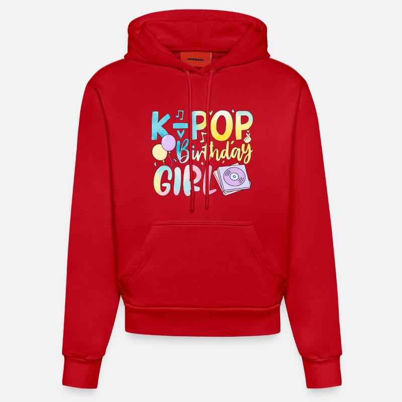 Fille d’anniversaire K-Pop - Sweat à capuche bio ajusté fabriqué en UE - rouge