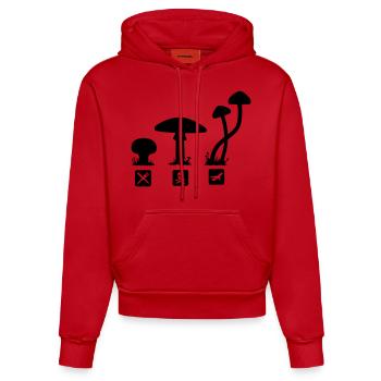 Champignons, tuant alimentaires psilocybine - Sweat à capuche bio ajusté fabriqué en UE - rouge - Devant