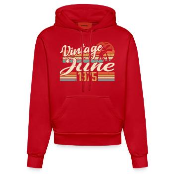 Juni 1975 Jubiläum 1975 Retro 1975 Juni 1975 - Organic Fitted Hoodie Made in EU - Rot - Vorne