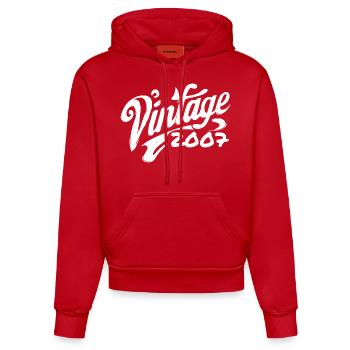 Vintage 2007 Jahrgang 2007 Geburtstag 2007 Retro - Organic Fitted Hoodie Made in EU - Rot - Vorne