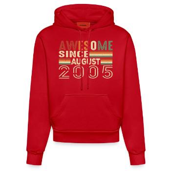 August 2005 Vintage Geburtstagsgeschenk 19 Jahre - Organic Fitted Hoodie Made in EU - Rot - Vorne