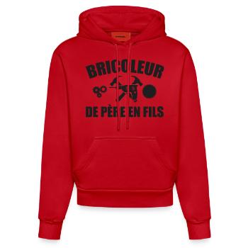 Bricoleur de Père en Fils Bricolage Outils - Sweat à capuche bio ajusté fabriqué en UE - rouge - Devant
