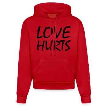 Love hurts - Sweat à capuche bio ajusté fabriqué en UE - rouge - Devant