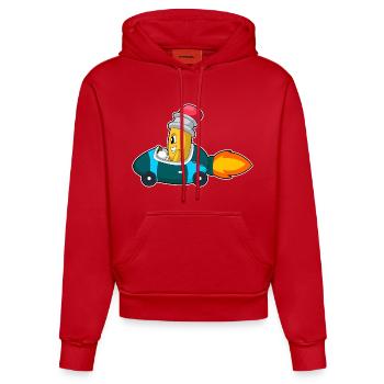 Bleistift Auto - Organic Fitted Hoodie Made in EU - Rot - Vorne