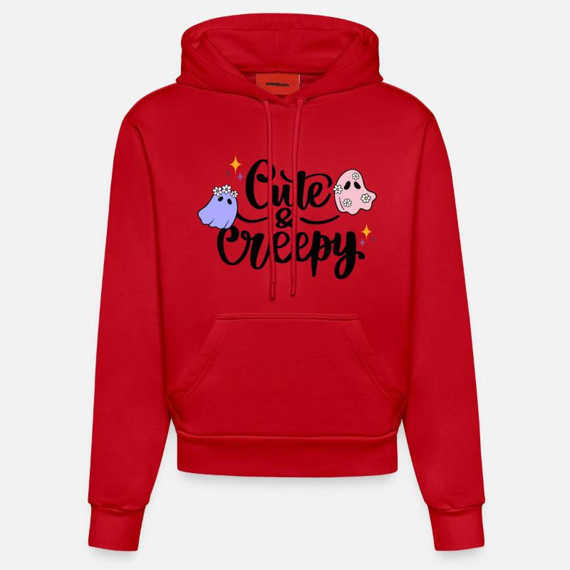Mignon et effrayant - Sweat à capuche bio ajusté fabriqué en UE - rouge
