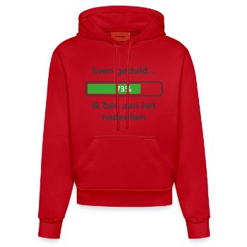 Patient... I'm thinking - Organic Fitted Hoodie Made in EU - red - Front