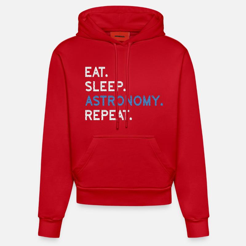 Astronomie Manger Sommeil Répéter - Sweat à capuche bio ajusté fabriqué en UE - rouge