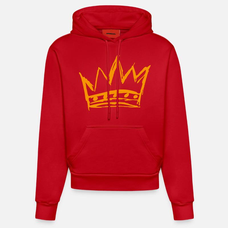 La couronne du style - Sweat à capuche bio ajusté fabriqué en UE - rouge
