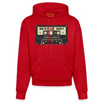 Retro Kassette 1997 vintage 1997 Geburtstag 1997 - Organic Fitted Hoodie Made in EU - Rot - Vorne