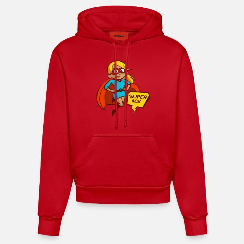 super maman - Sweat à capuche bio ajusté fabriqué en UE - rouge