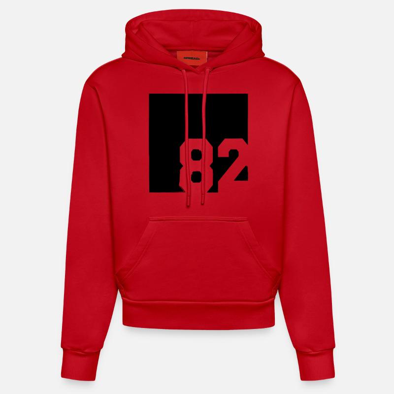 1982 - Sweat à capuche bio ajusté fabriqué en UE - rouge