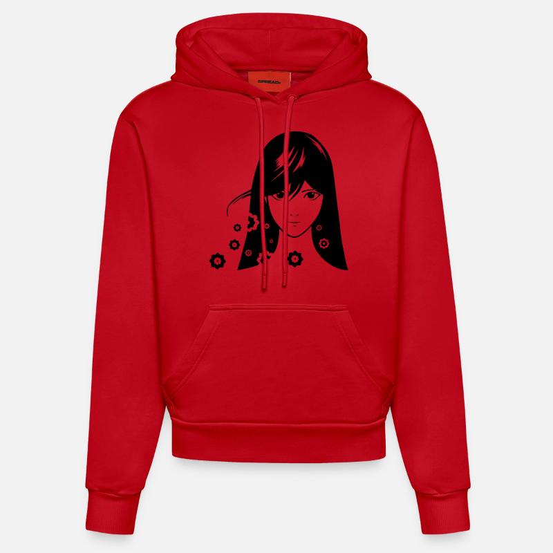 filles comiques - Sweat à capuche bio ajusté fabriqué en UE - rouge