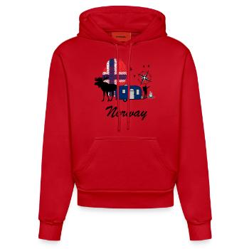 Norwegen Reise Liebe Norway Geschenk Idee schwarz - Organic Fitted Hoodie Made in EU - Rot - Vorne