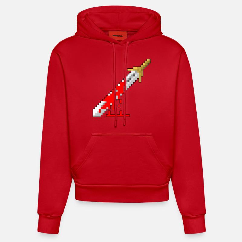 Rétro épée - sanglant - Sweat à capuche bio ajusté fabriqué en UE - rouge
