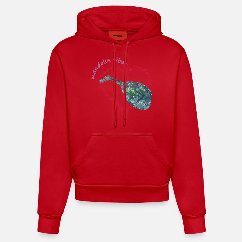 mandoline e 115 - Sweat à capuche bio ajusté fabriqué en UE - rouge