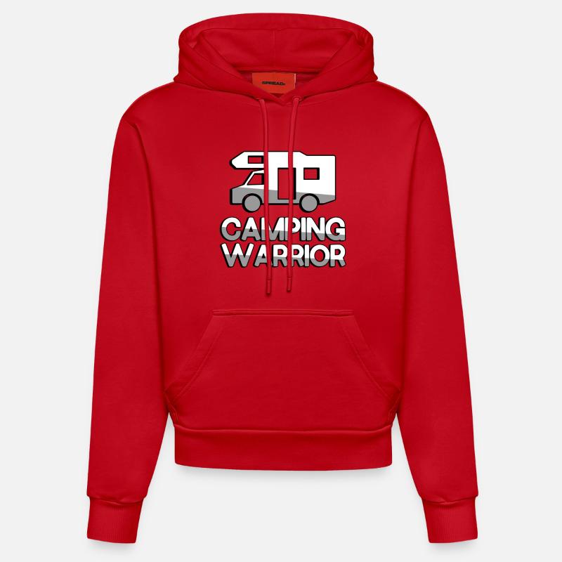 CAMPING WARRIOR + Caravane - Camping - Sweat à capuche bio ajusté fabriqué en UE - rouge