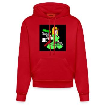 Women life freedom - Sweat à capuche bio ajusté fabriqué en UE - rouge - Devant