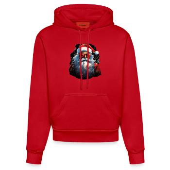 Père Noël - Sweat à capuche bio ajusté fabriqué en UE - rouge - Devant
