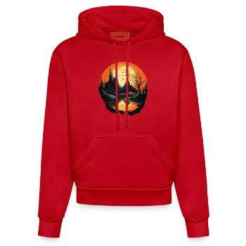 Landscape - Organic Fitted Hoodie Made in EU - red - Front